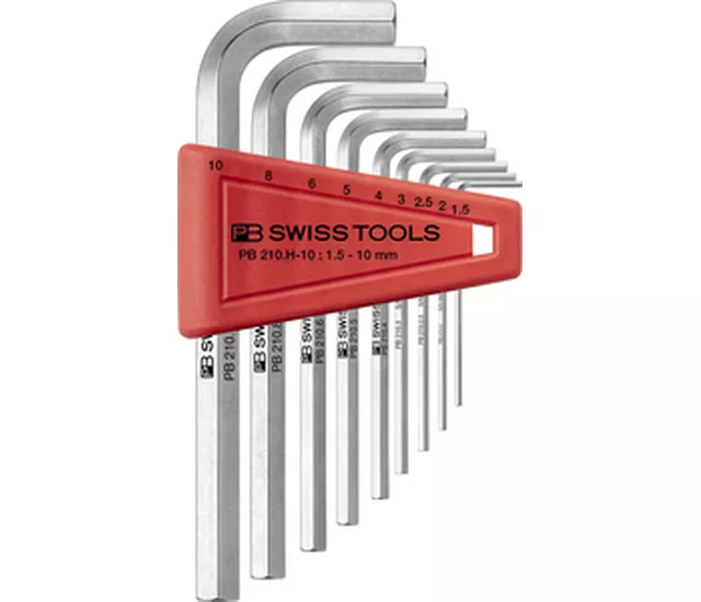 PB 210 H 六角 L 型扳手，套組收納於實用塑膠手把中