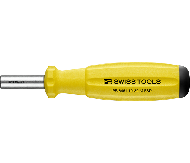 PB 8451.10-30 M ESD具 ESD（抗靜電）防護的 SwissGrip 手把起子頭夾持座，內建磁鐵