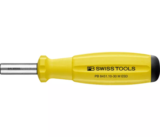 PB 8451.10-30 M ESD具 ESD（抗靜電）防護的 SwissGrip 手把起子頭夾持座，內建磁鐵