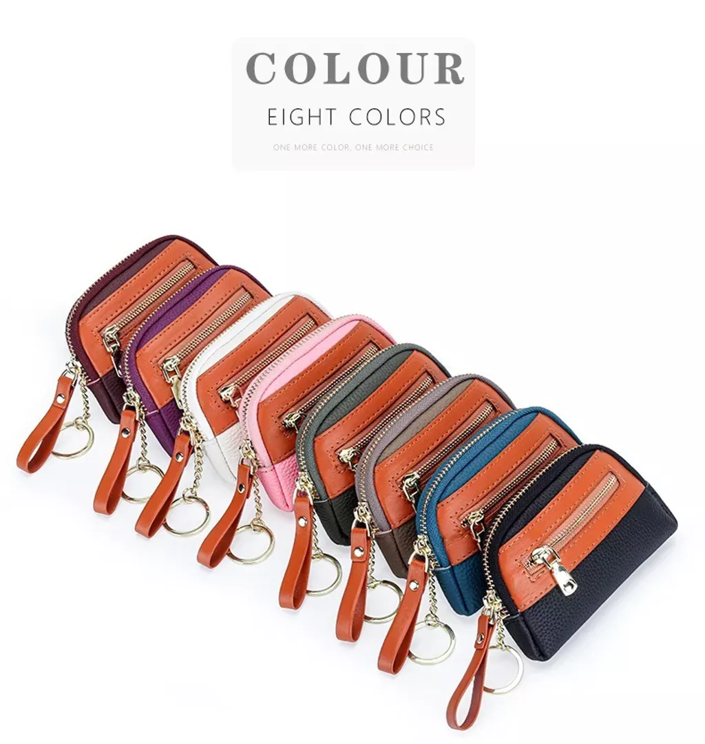 精緻真皮拉鏈鑰匙硬幣包