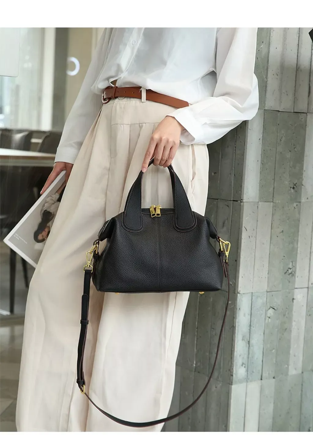 高級通勤真皮包(黑)