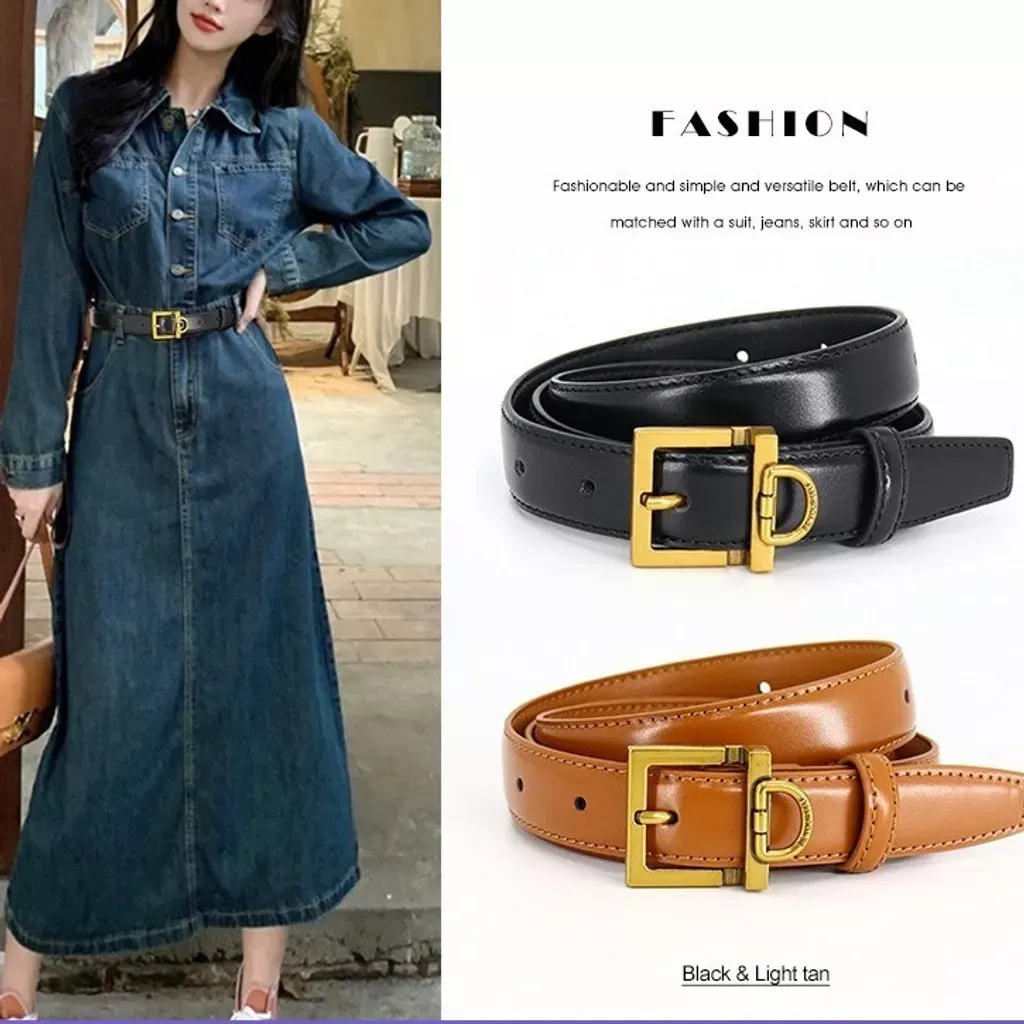 復古輕奢古金方扣電鍍皮帶