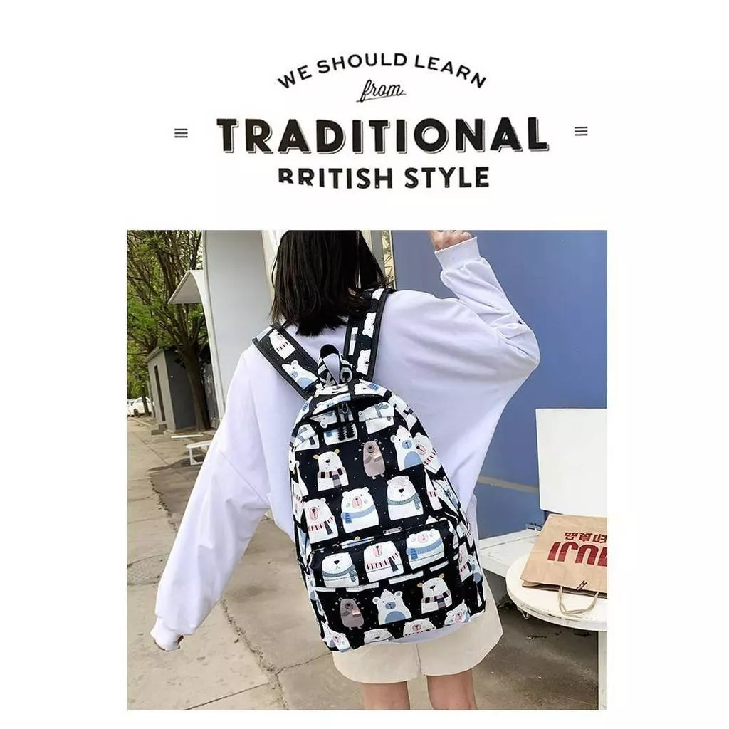 可愛印花ulzzangins牛油果雙肩尼龍背包