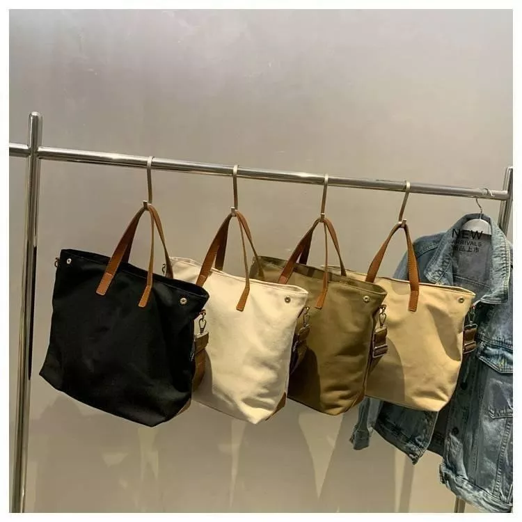 日系原宿ins大容量帆布單肩包