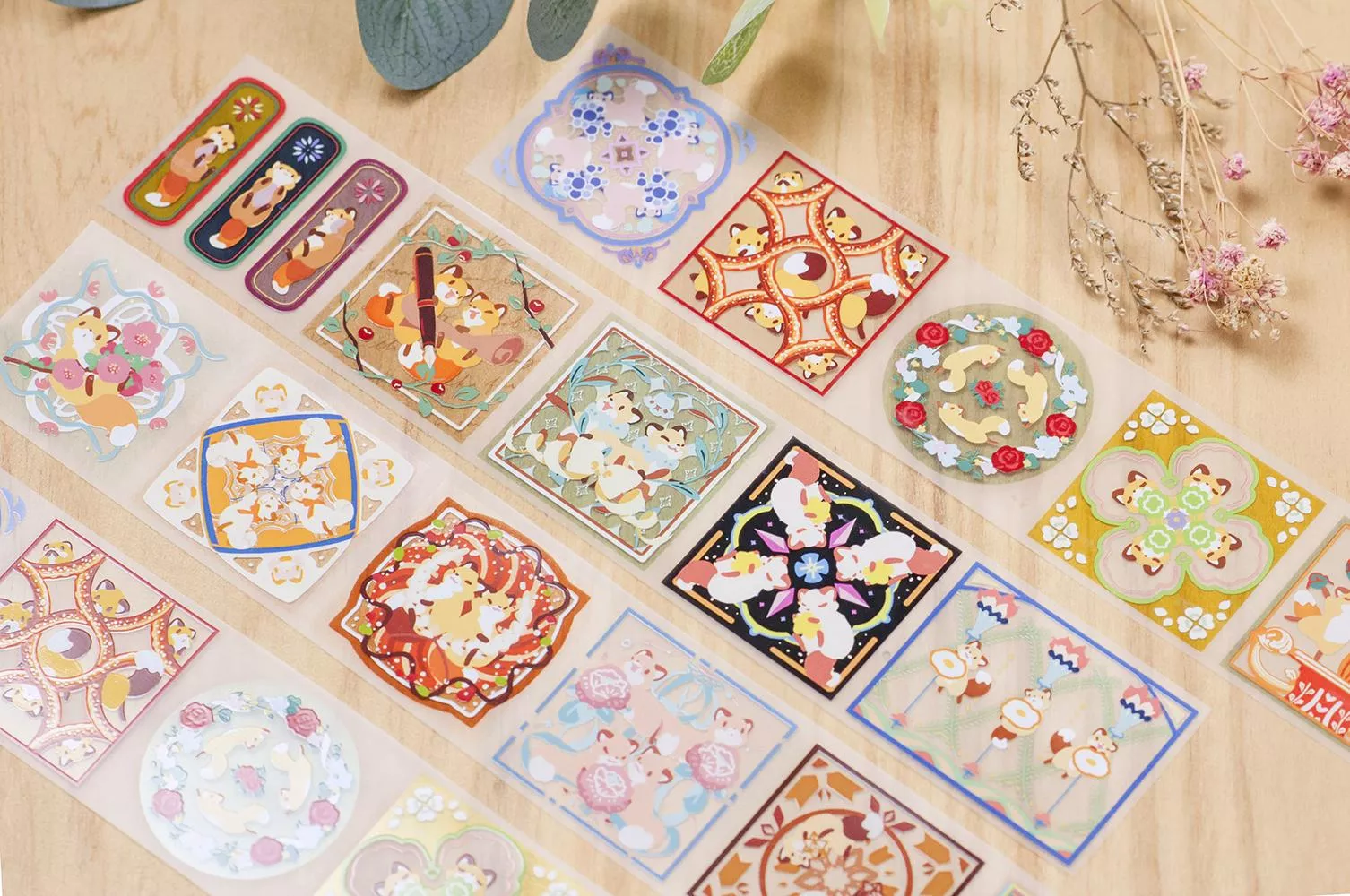 狐日和｜四季／幻想／復古／名畫花磚 PET 和紙膠帶