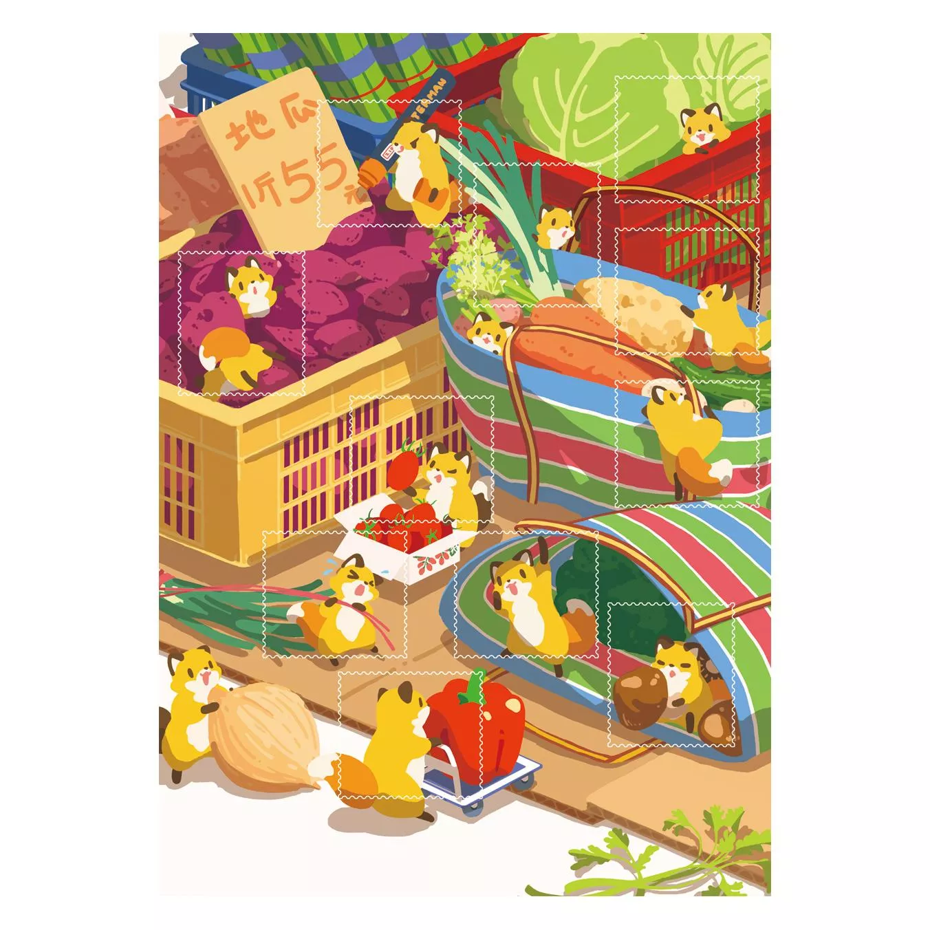 狐日和｜復古懷舊郵票│12入和紙貼紙組