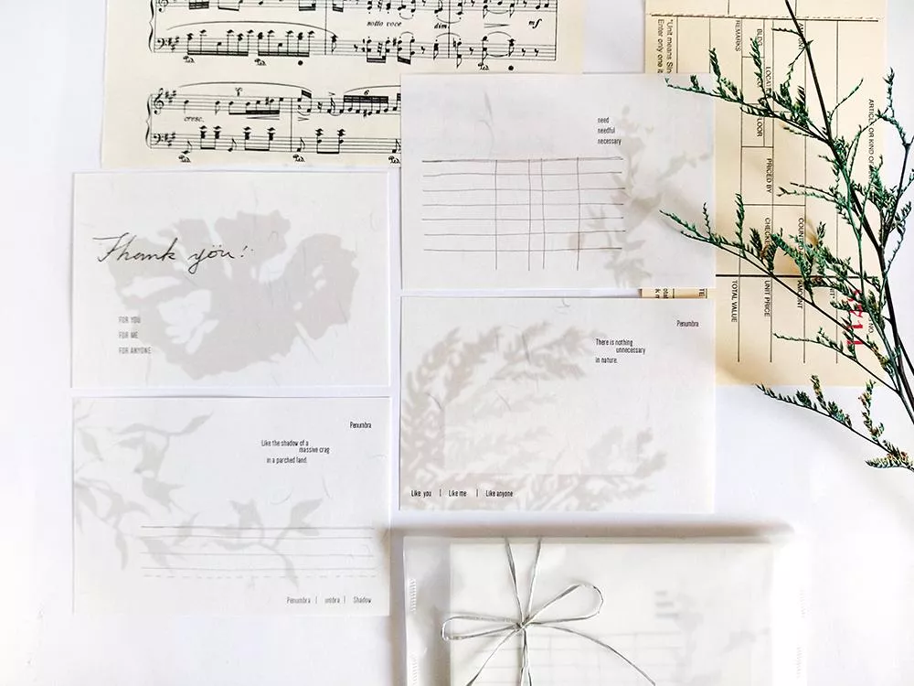 無色綻放｜半影便箋 白漆牆 40入 (4款各10張)