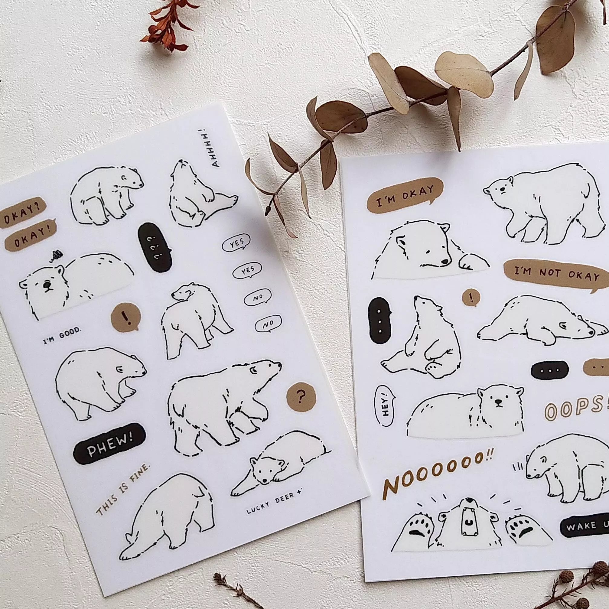 杏仁鹿｜厭世北極熊 ( 2入 ) 轉印貼紙