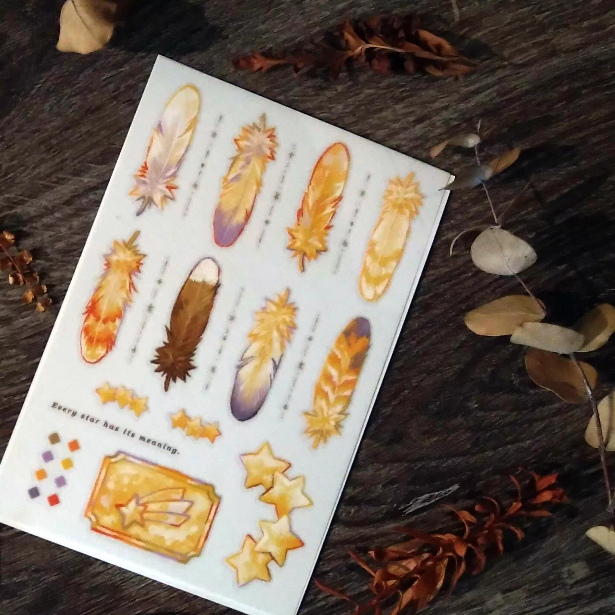 杏仁鹿｜黃金羽毛 ( 2入 ) 轉印貼紙