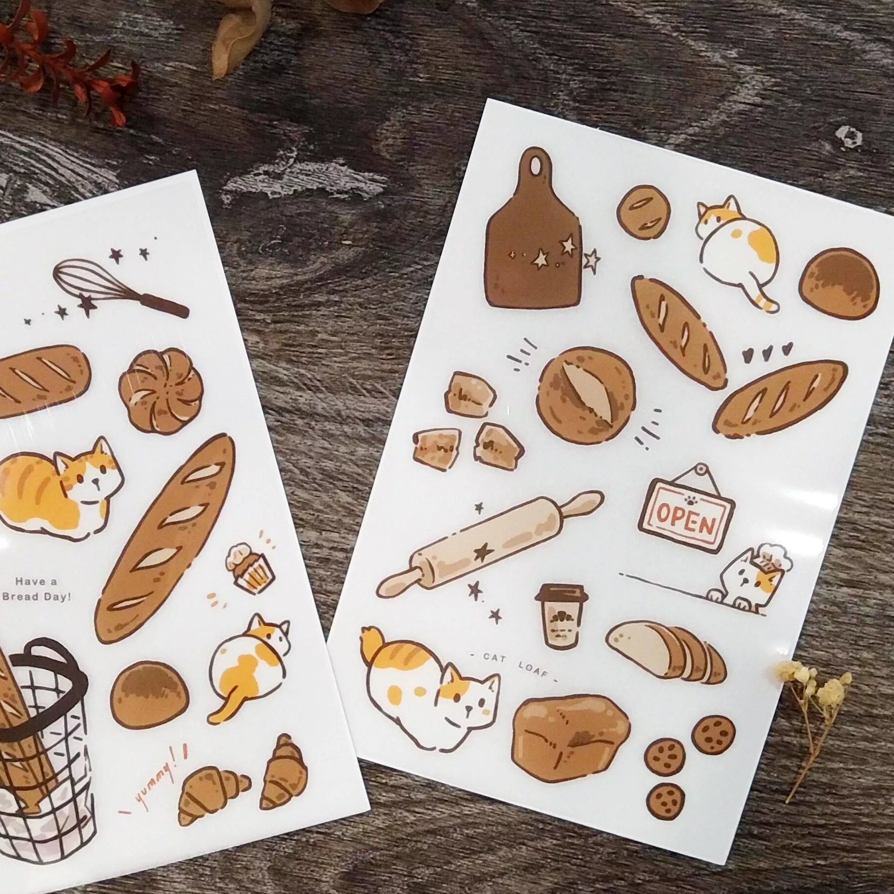杏仁鹿｜美好的日子要有麵包與貓 ( 2入 ) 轉印貼紙