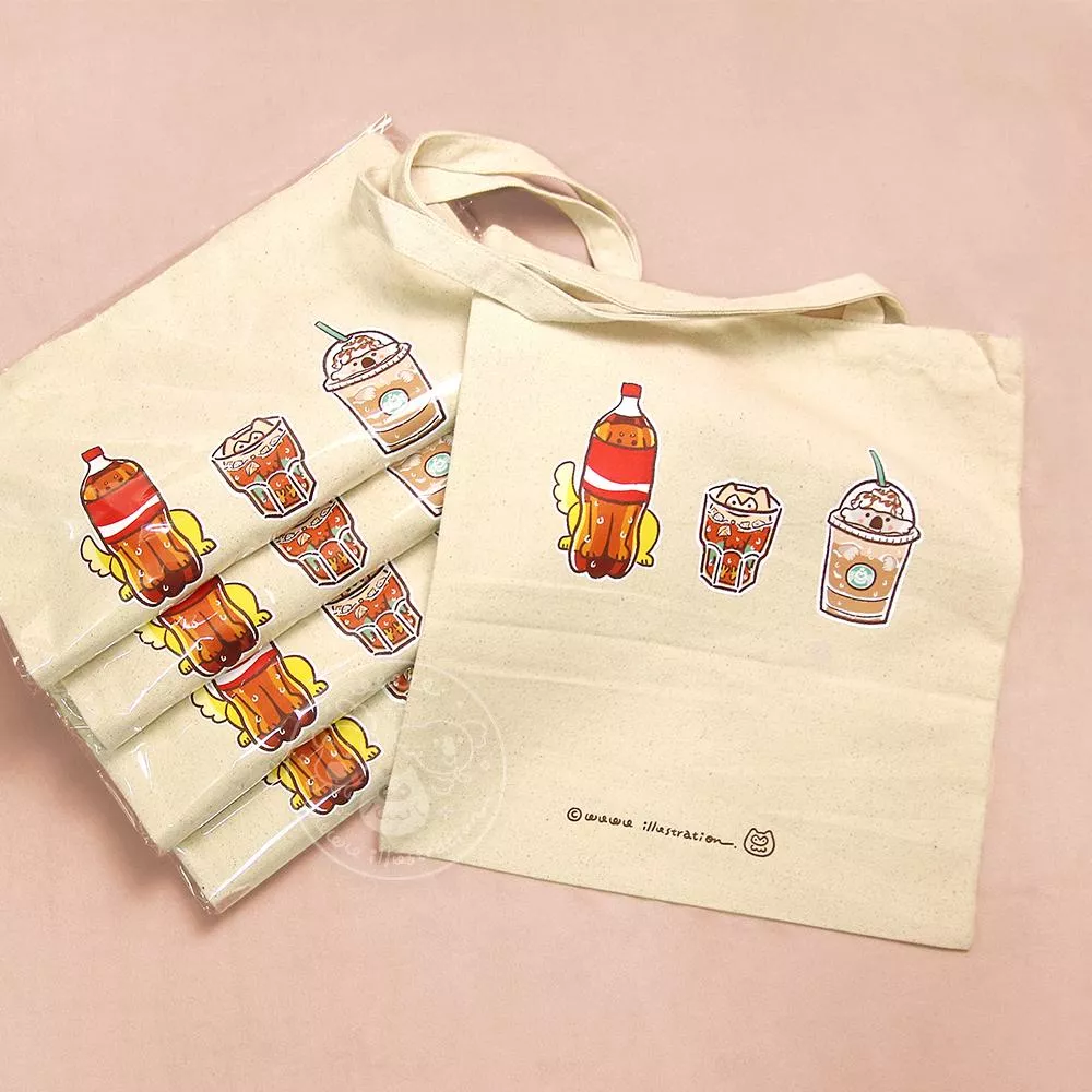 wuwu插畫｜米色帆布袋 - 間諜食物