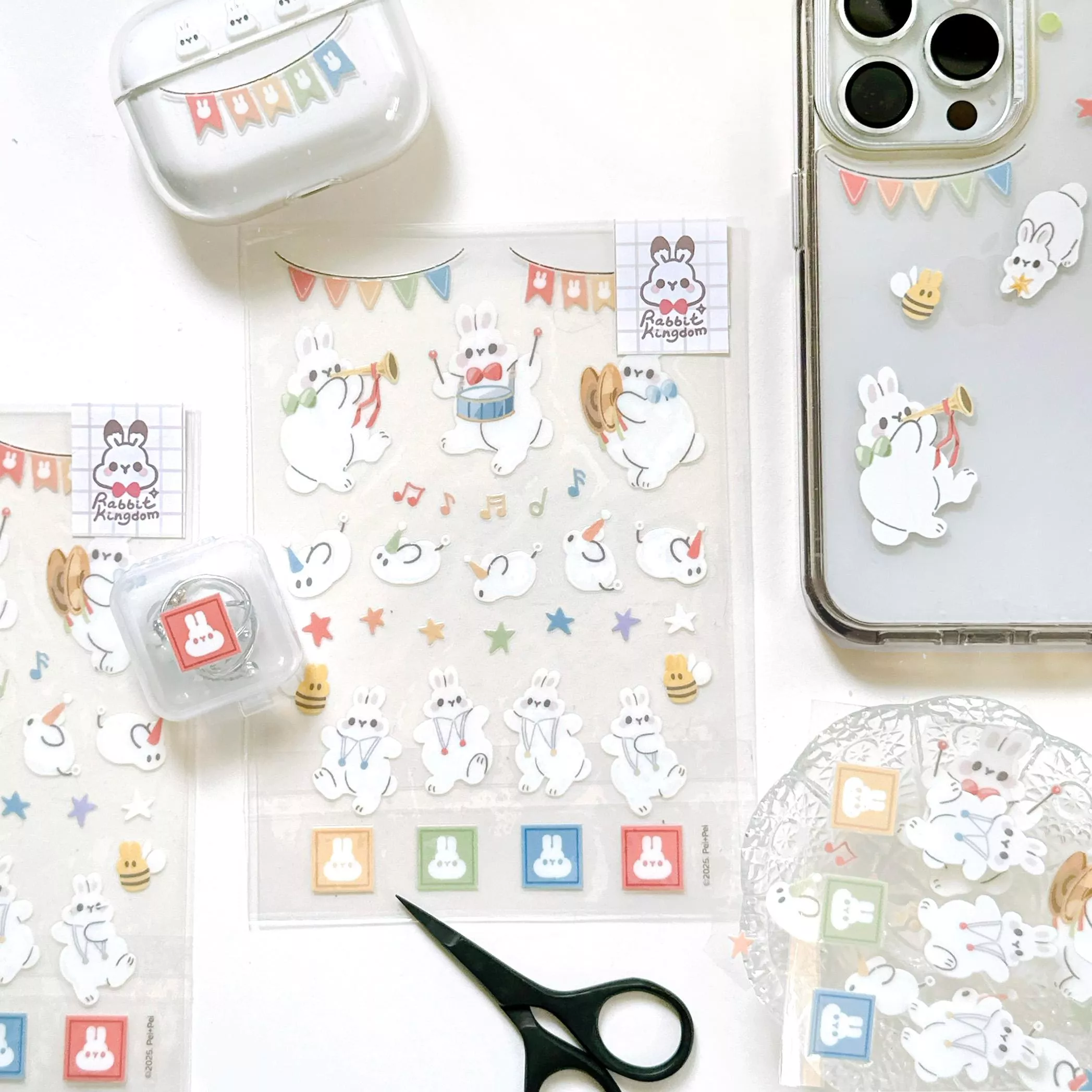 Pei+Pei Studio｜小兔遊行－水晶感壓貼紙