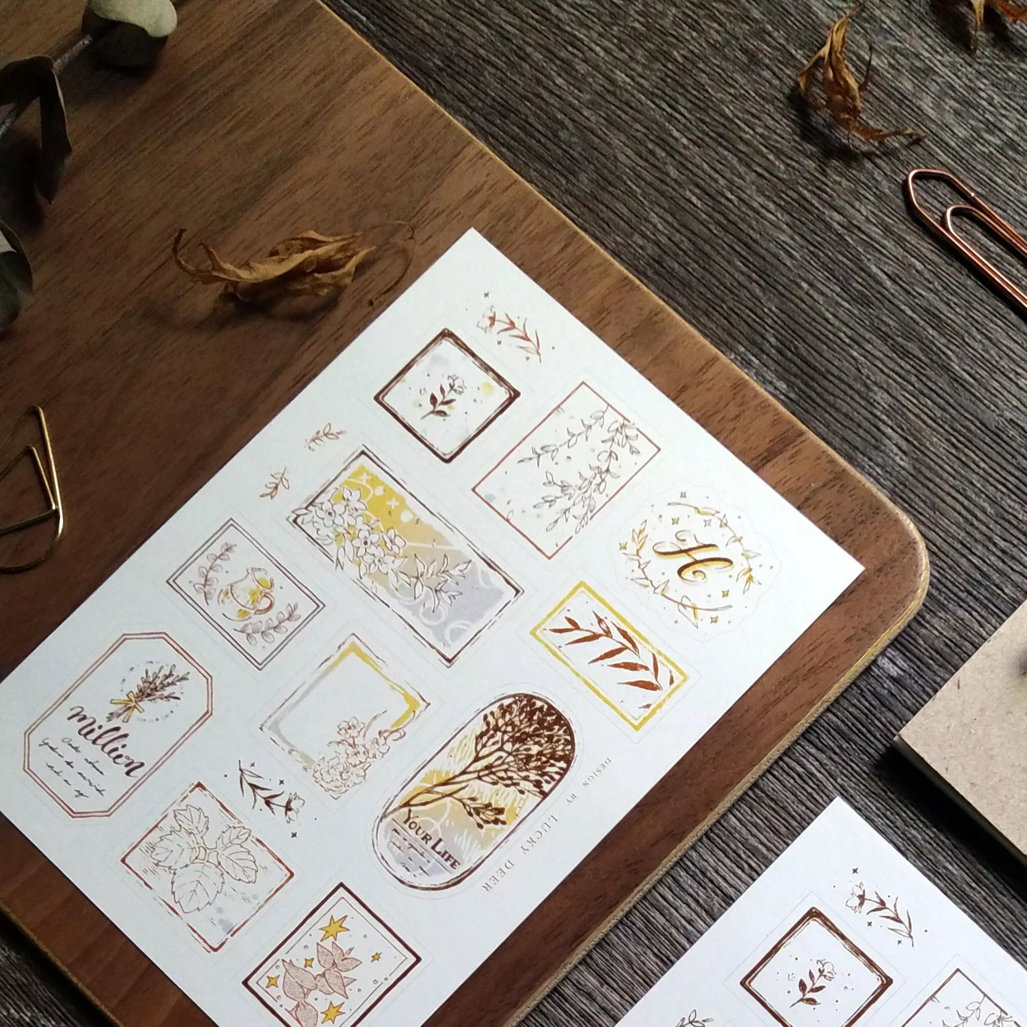 杏仁鹿｜Your Life - 藍+咖啡/棕色組 ( 2入 ) 割型貼紙