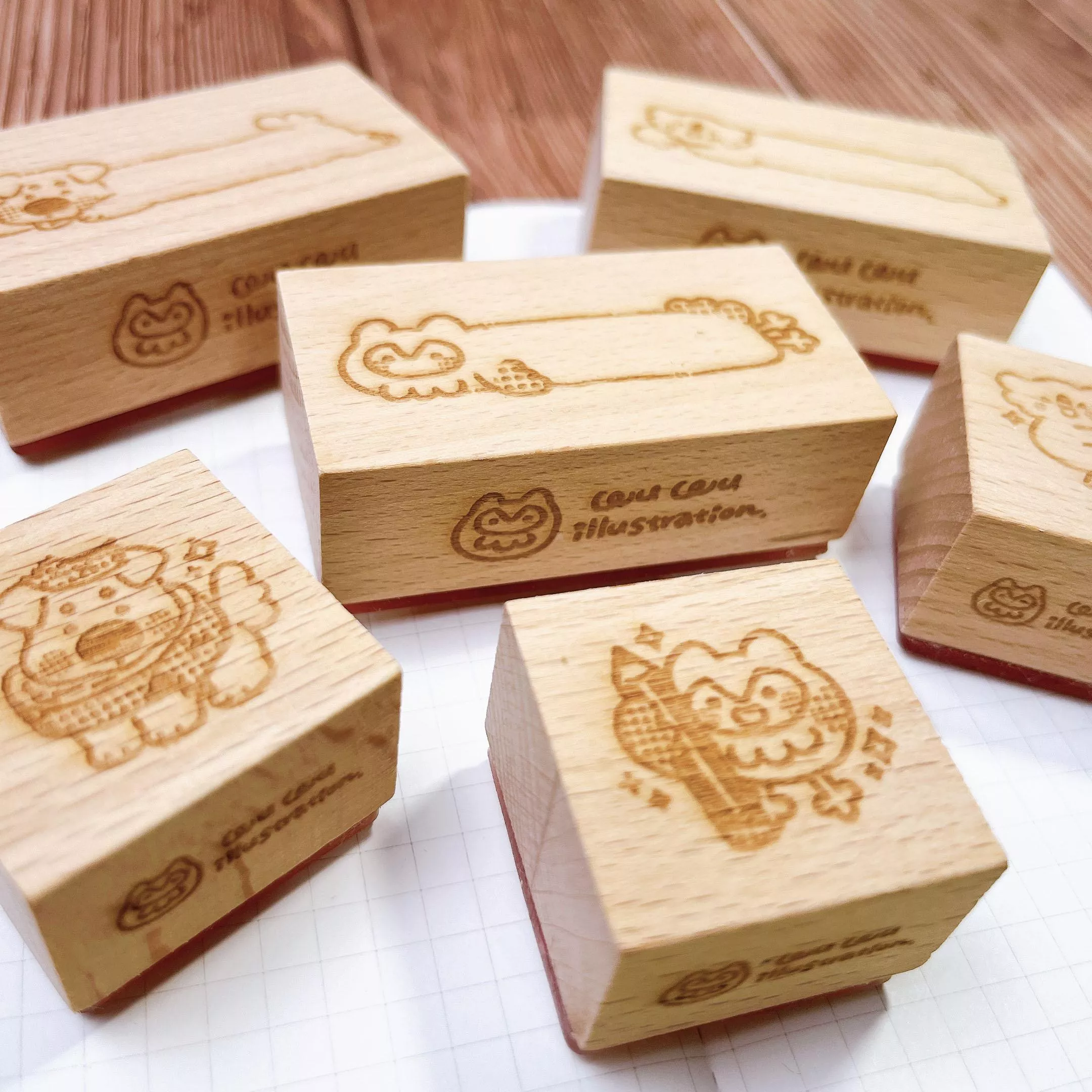 wuwu插畫｜夥伴櫸木水晶印章 系列