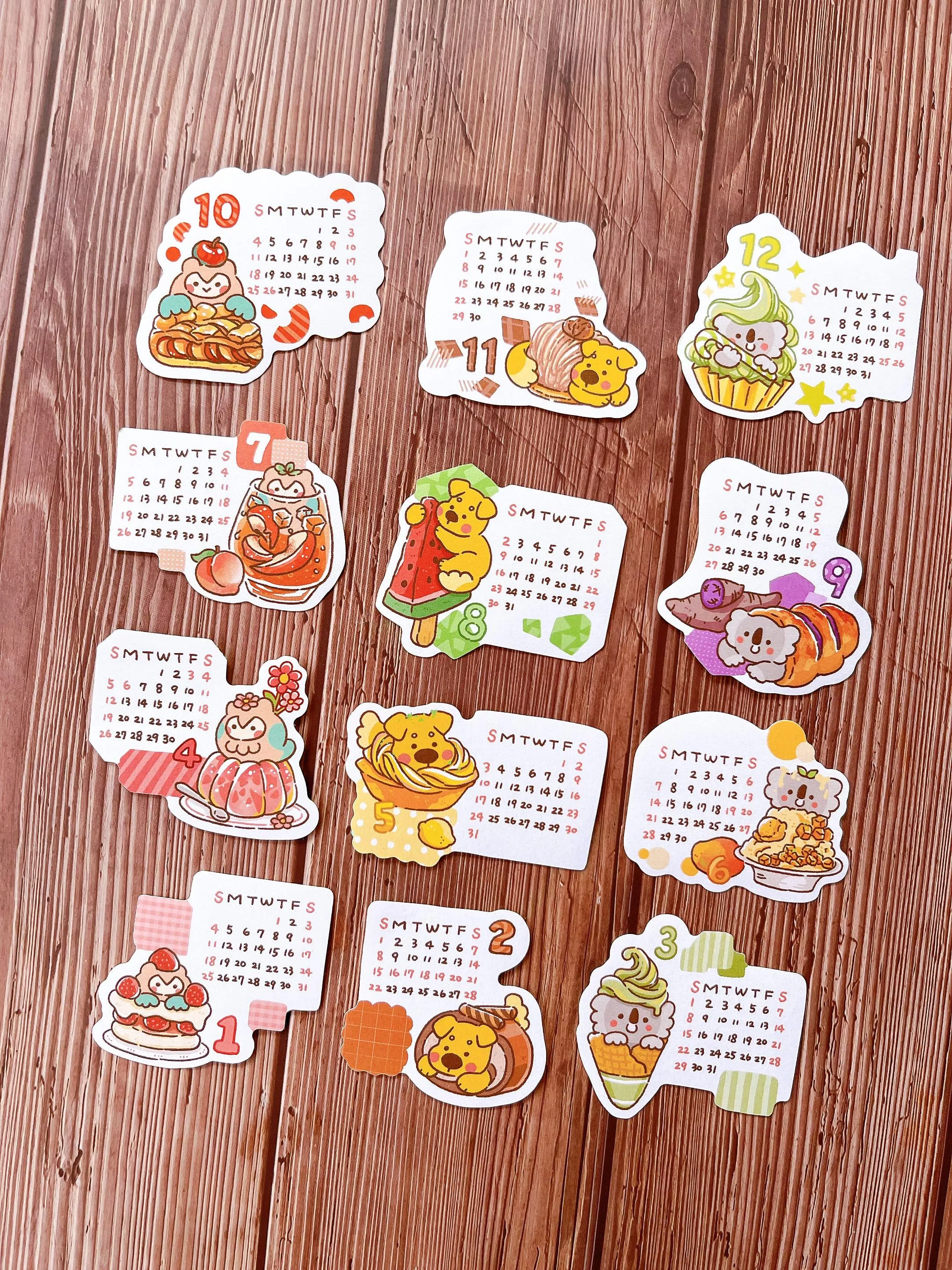 wuwu插畫｜2026月曆手帳貼紙 (24入)