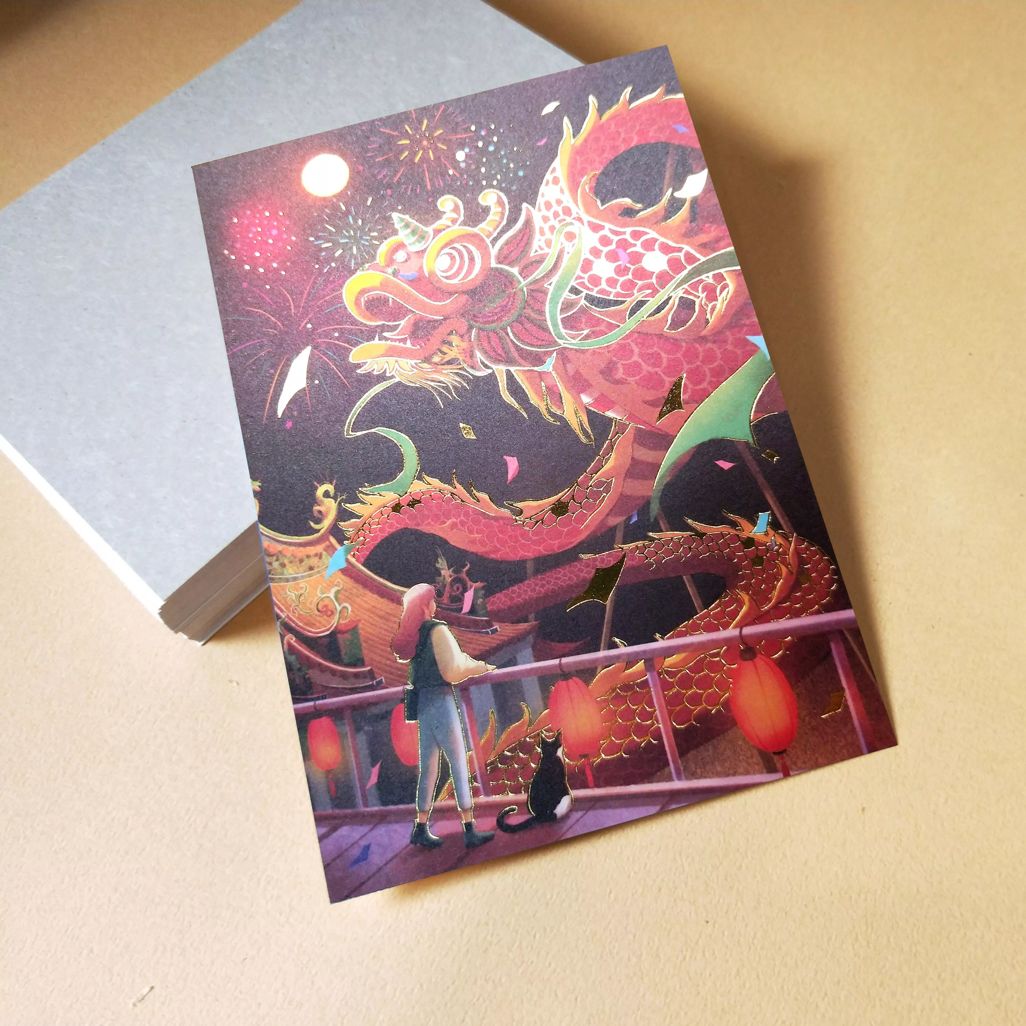 何畇蓁｜舞龍燙金賀年卡