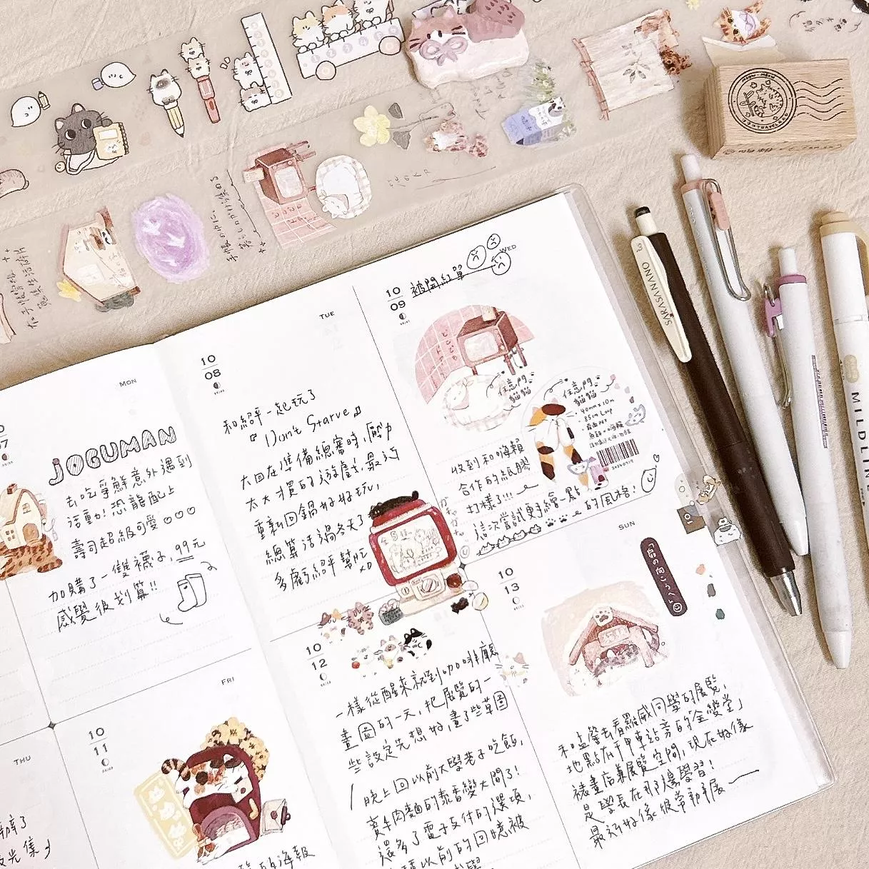 魚餅一隻熊｜任意門貓貓 霧面PET膠帶