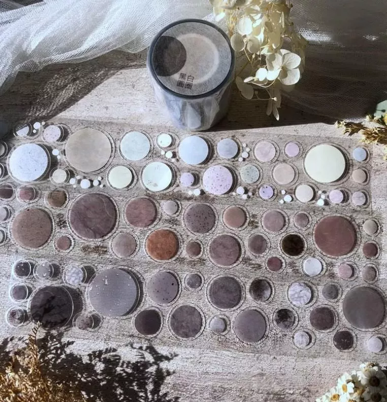 好築藝｜黑白圓圈 亮面PET割型紙膠帶