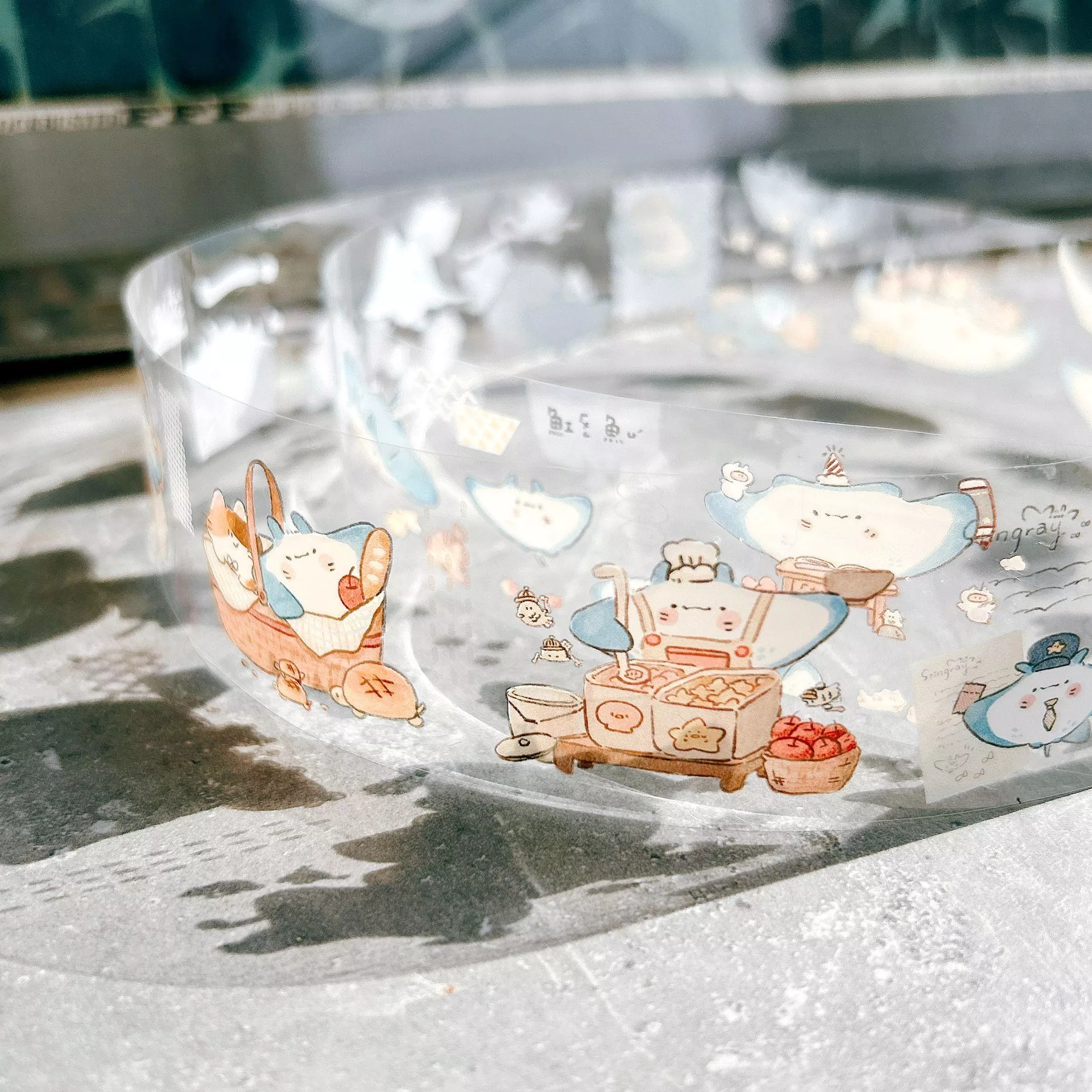 魚餅一隻熊｜魟魚日記 亮面PET膠帶