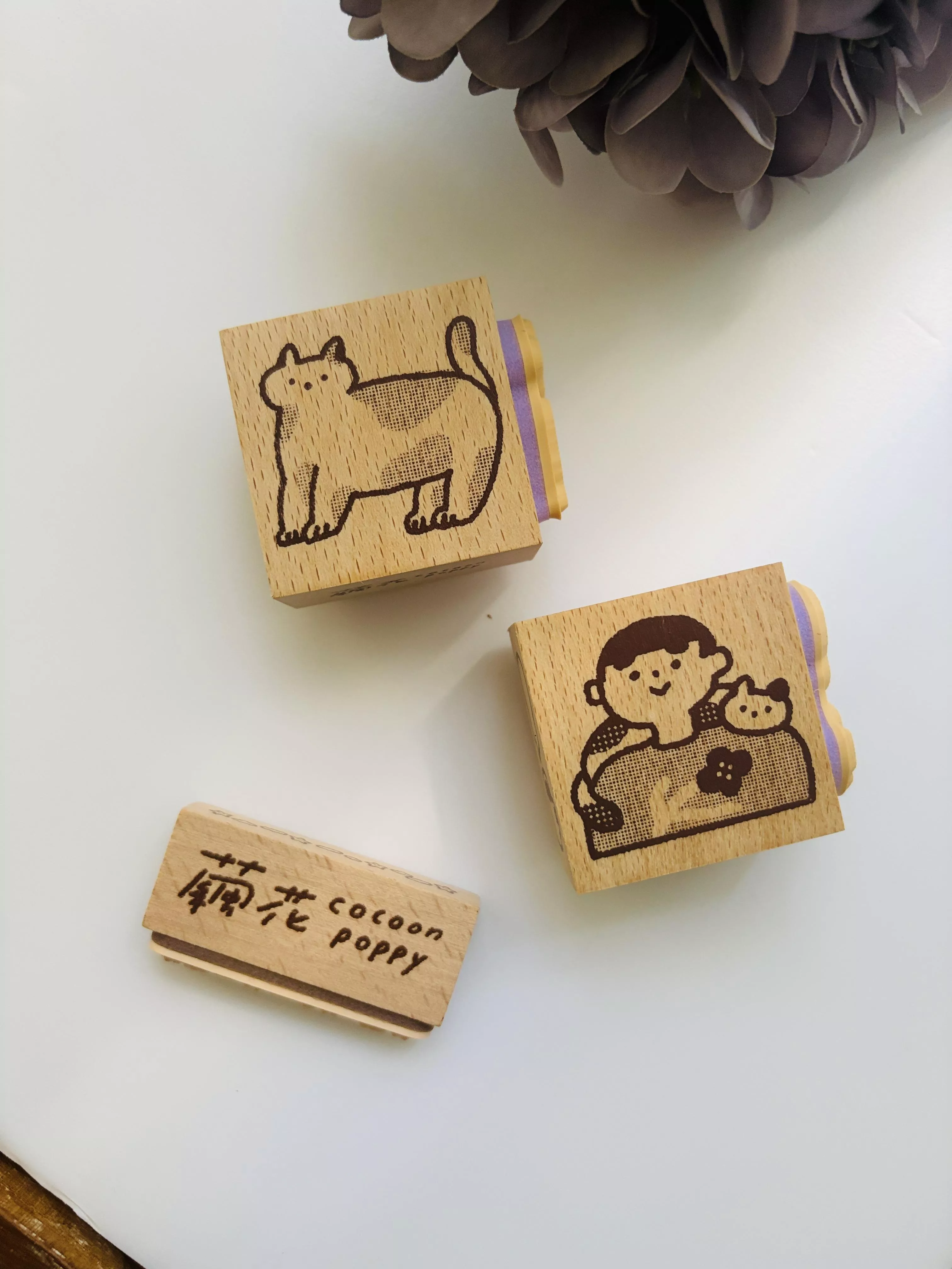 繭花｜雙面印章-海邊男孩與貓 - BOY / CAT