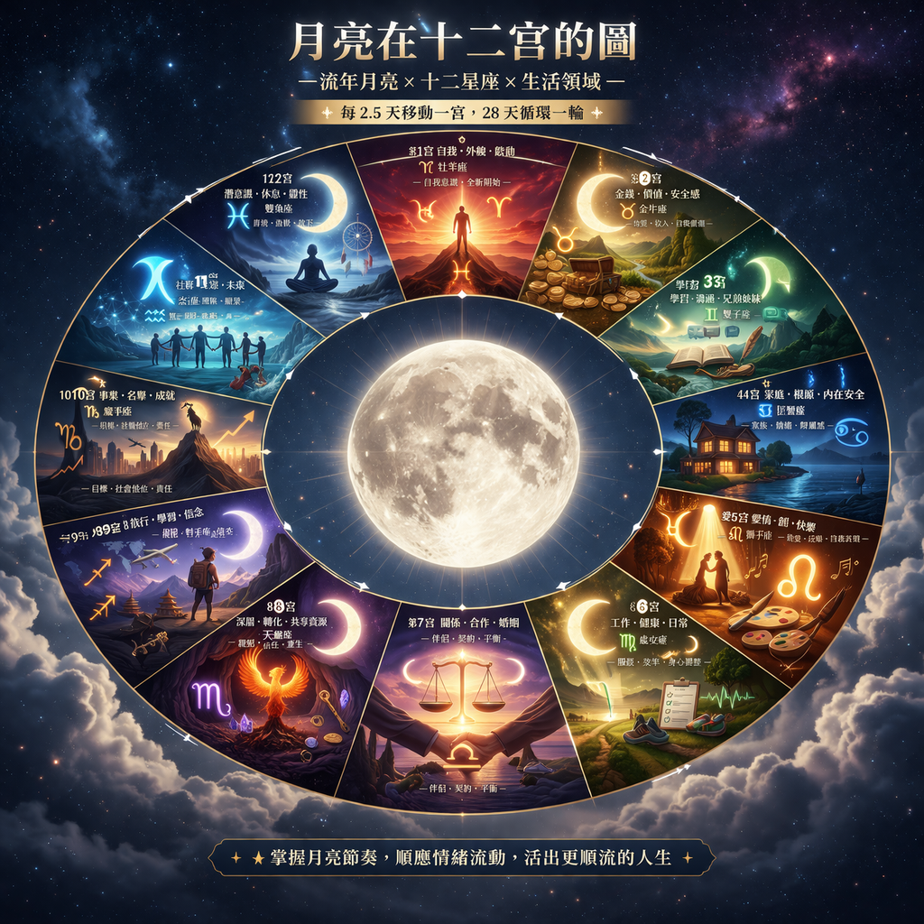 占星流年｜流年月亮進十二宮