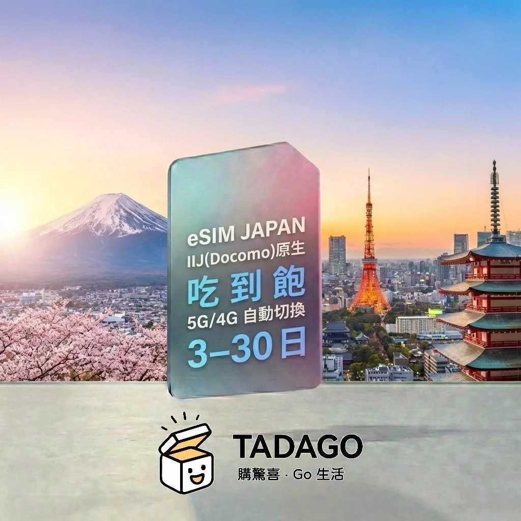 日本 IIJ(Docomo) 原生 eSIM｜吃到飽｜5G/4G 自動切換｜3–30 日