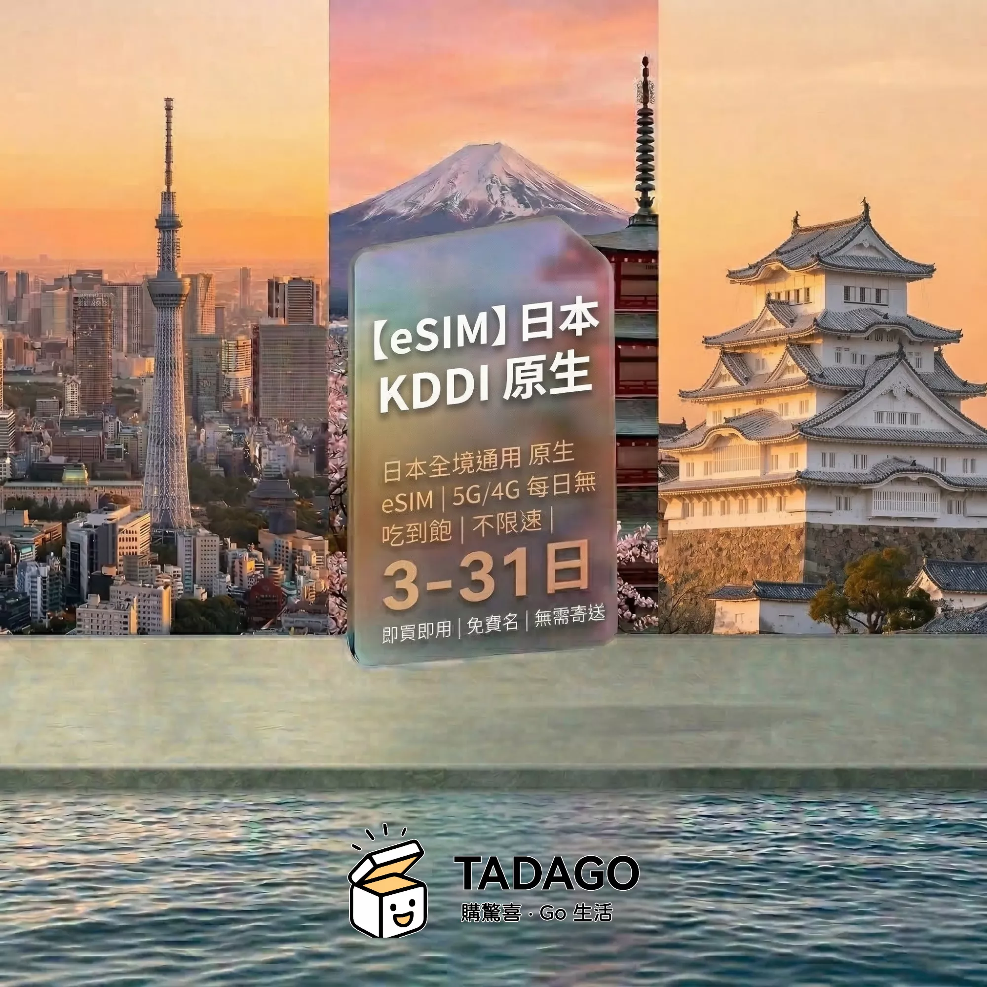 【eSIM】日本 KDDI 原生 eSIM｜每日無限量吃到飽｜3–31 日