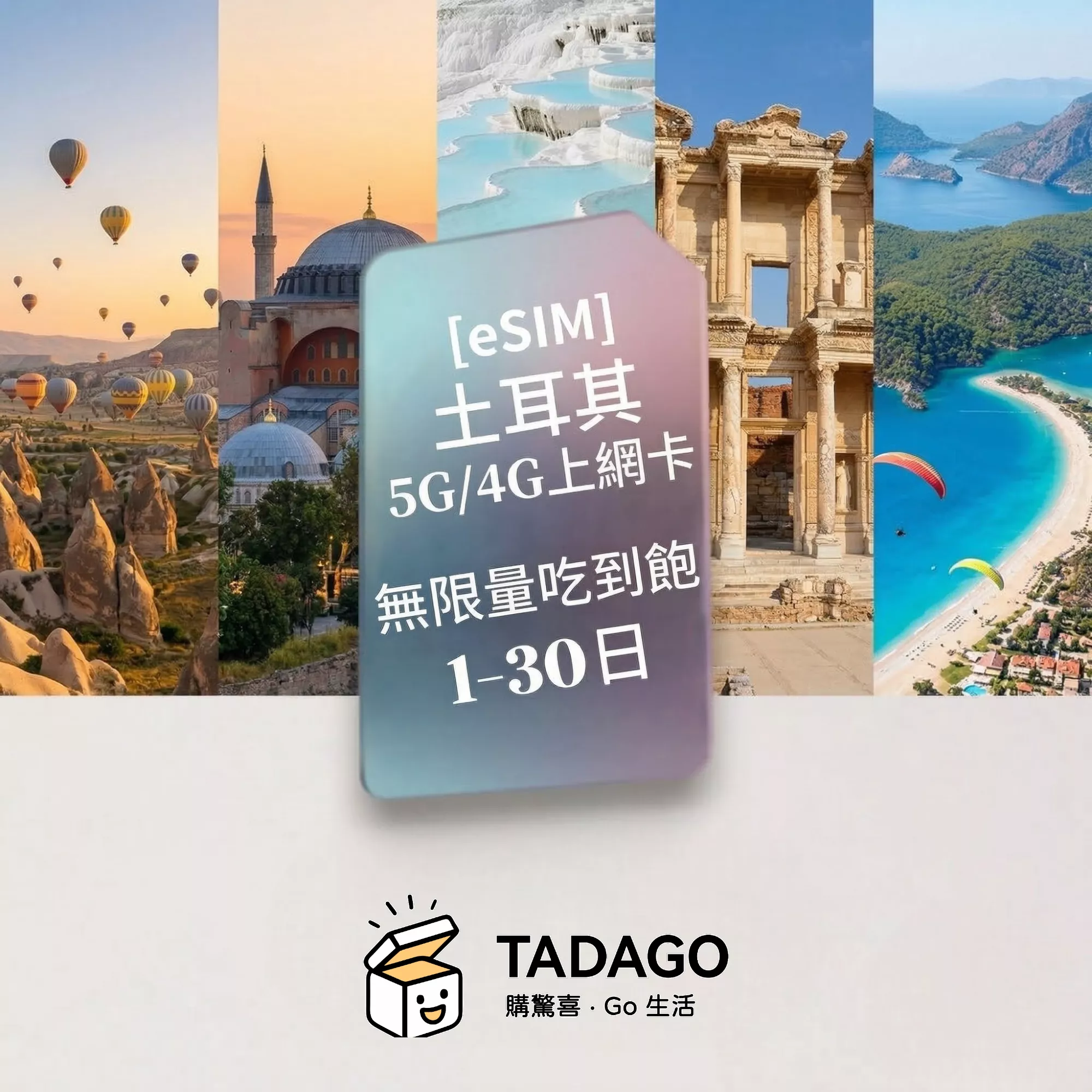 【eSIM】土耳其 5G/4G 上網卡｜無限量吃到飽｜1–30