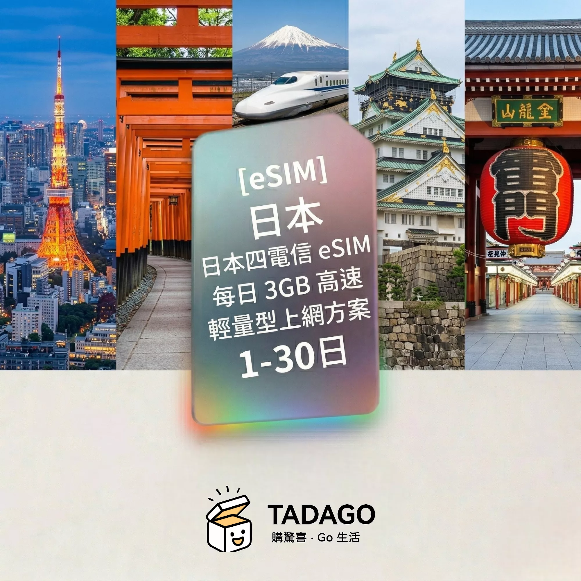 【eSIM】日本四電信 eSIM｜每日 3GB 高速｜輕量型上網方案｜1-30 日