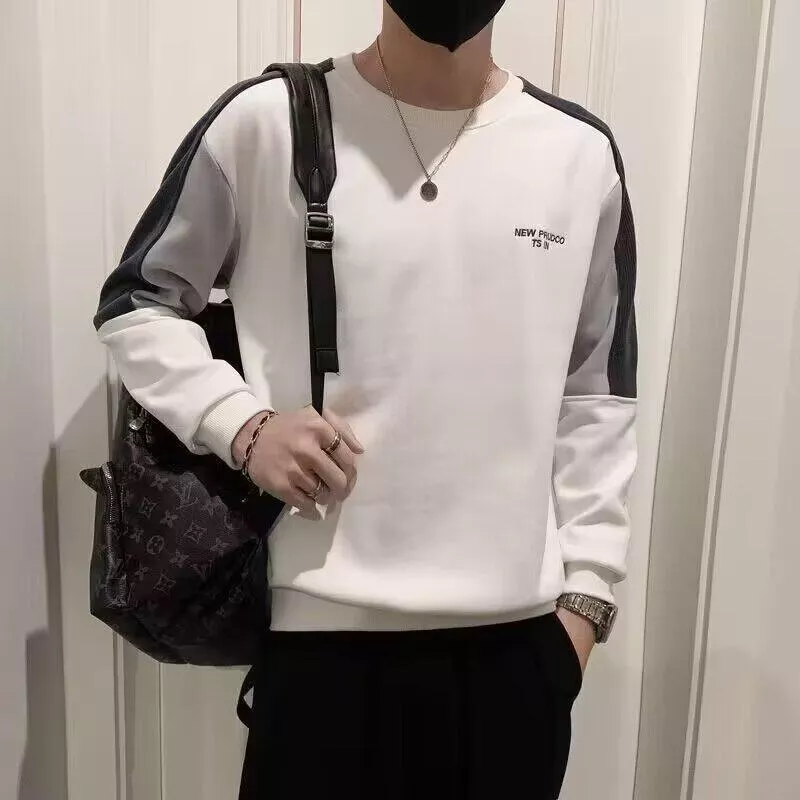 秋冬男裝大碼拼接長袖T恤