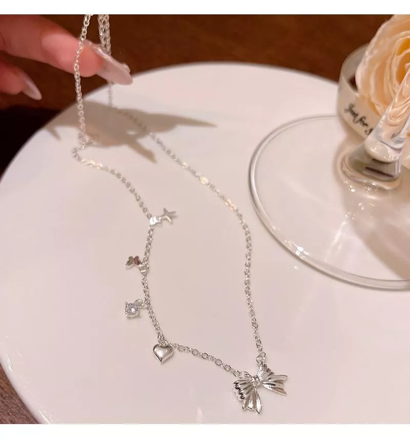 韓系氣質在逃公主蝴蝶結鎖骨項鍊