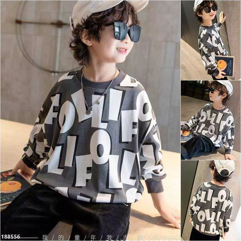 秋冬童裝字母印花長袖衛衣