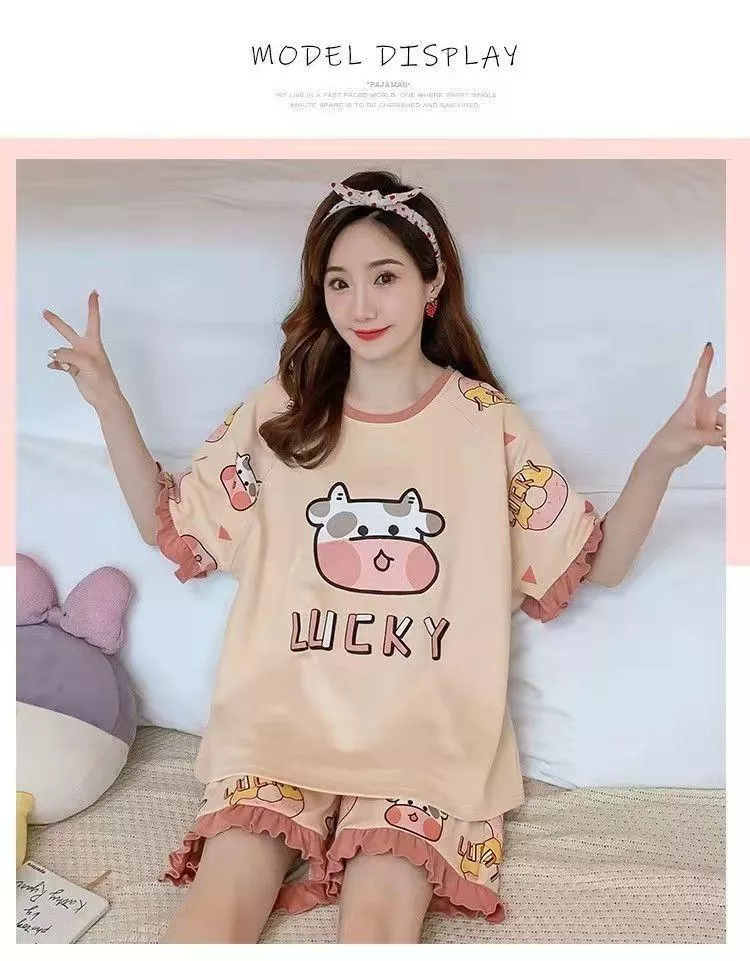 夏季大碼可愛風家居服睡衣套裝