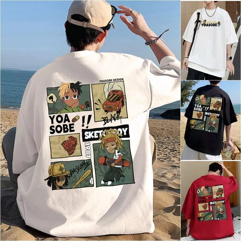 夏季男士大碼純棉卡通印花T恤