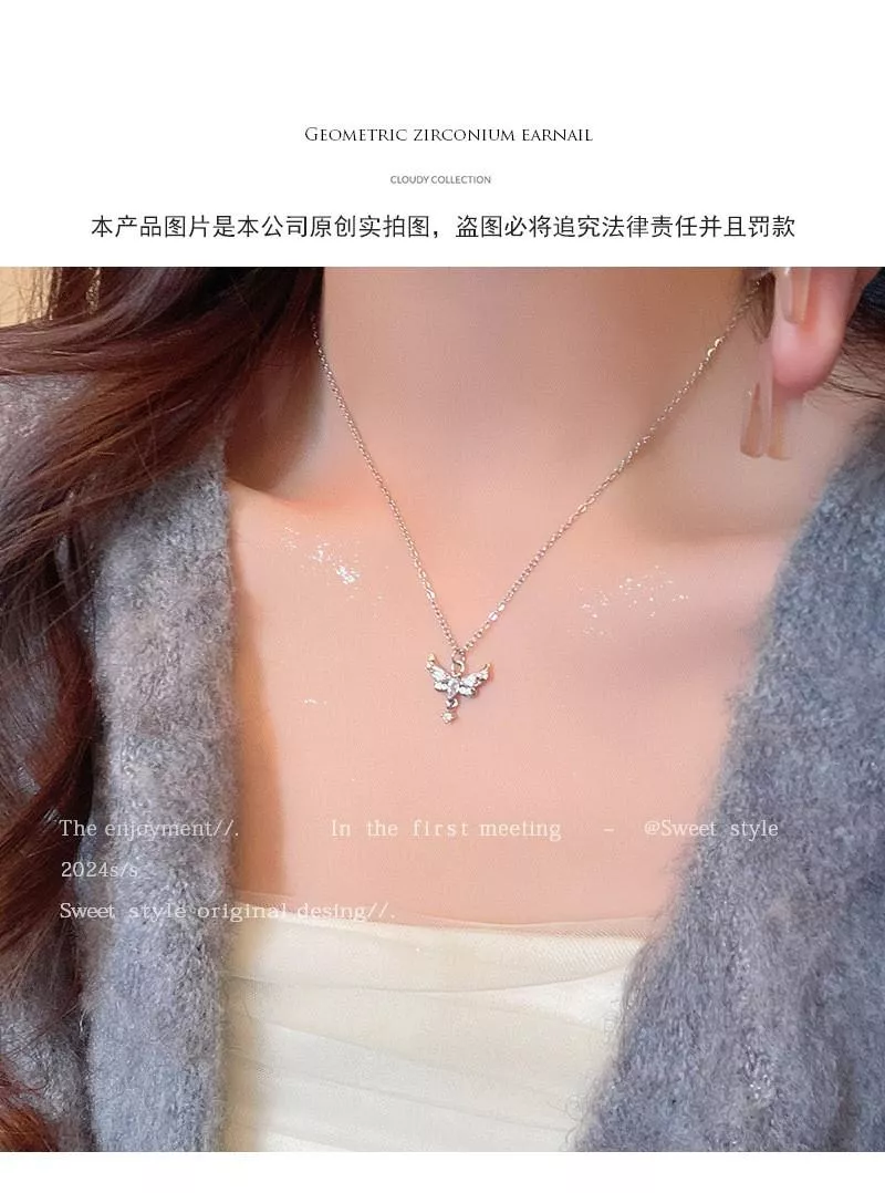 韓系氣質舞蝶之翼天使蝴蝶鎖骨項鍊