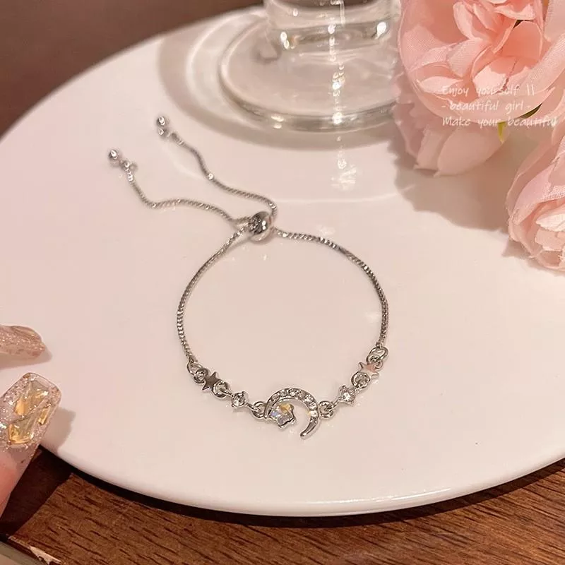 韓系氣質星星月亮鑲鑽手鍊手飾