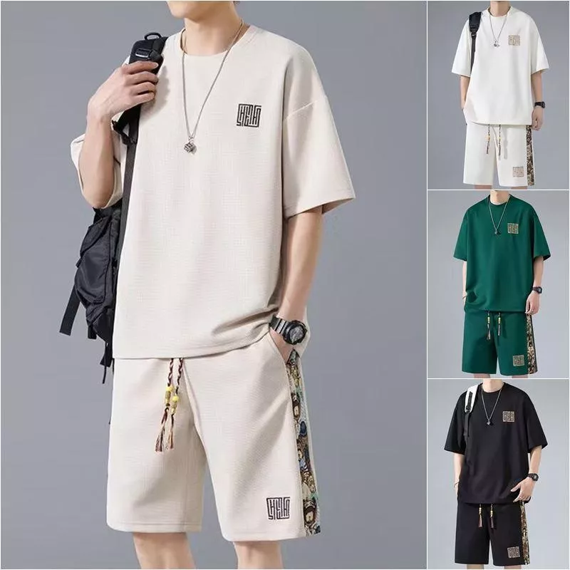 夏季男士大碼短袖T恤+短褲套裝