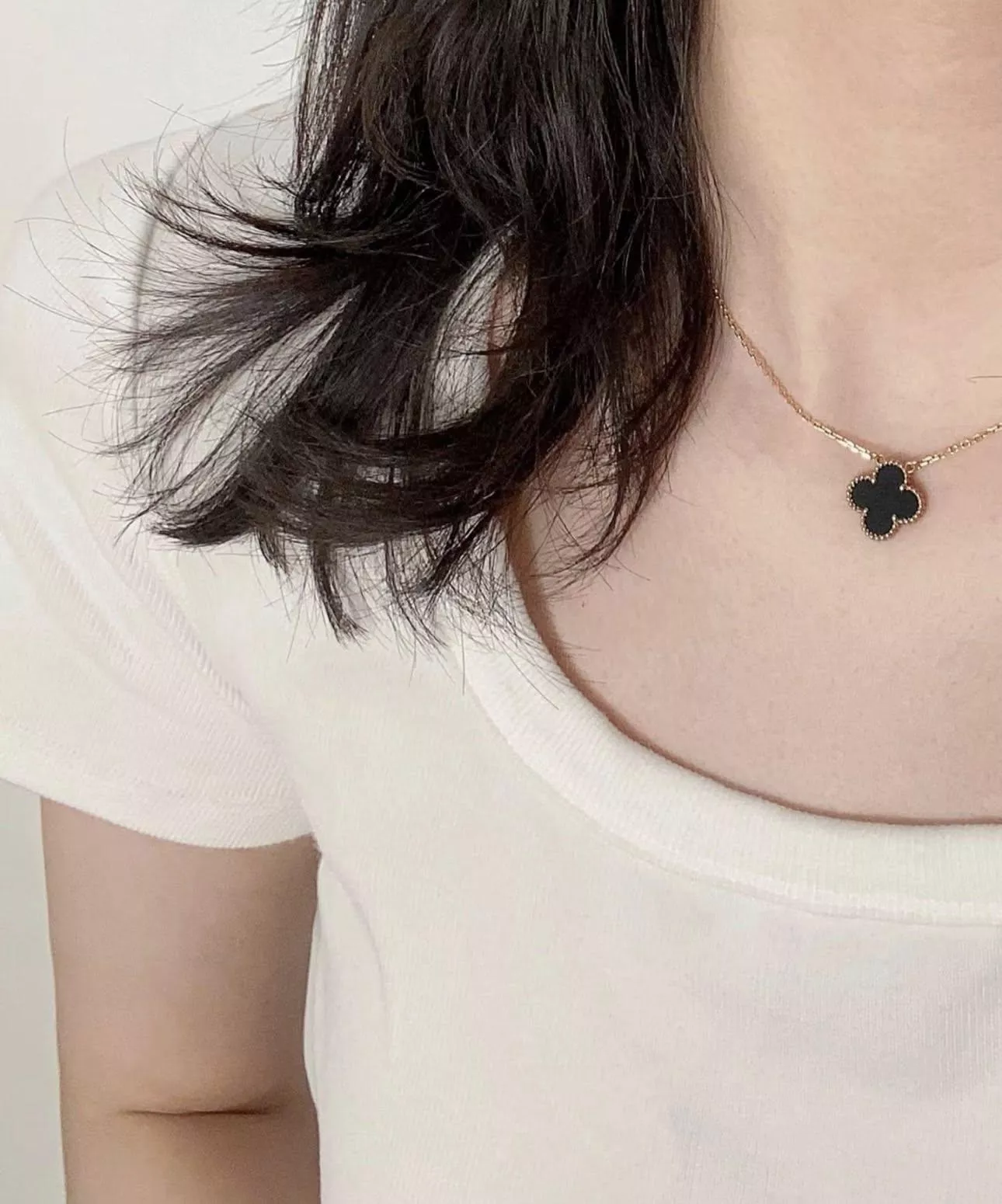 美國us ADORNIA 珍珠母貝幸運草項鍊 玫瑰金黑#隨時結單有單就下