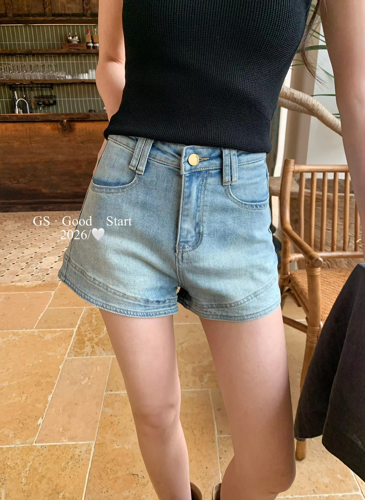 【C8726】‘大爆款’版型好cry了～進店必帶！春夏時髦復古洗水百搭辣妹牛仔短褲