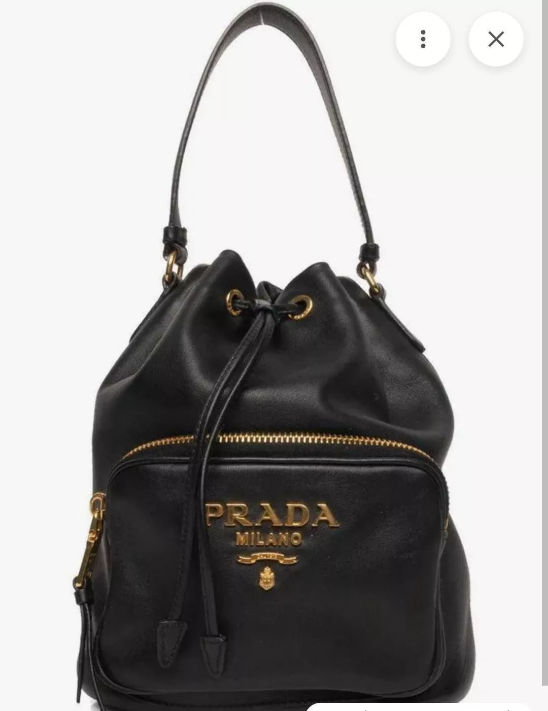 Prada 黑金全皮手提水桶包