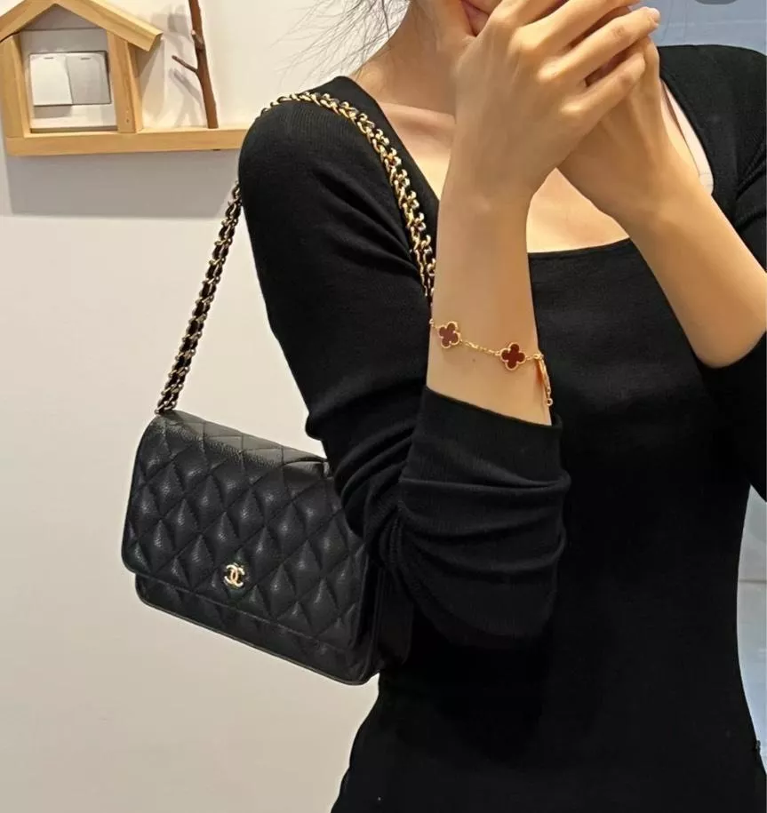 Chanel 荔枝黑金 經典Woc 