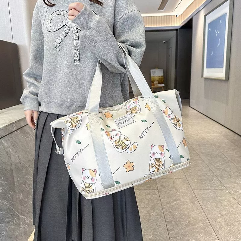 W-貓咪雙層🉑擴充防水旅行袋