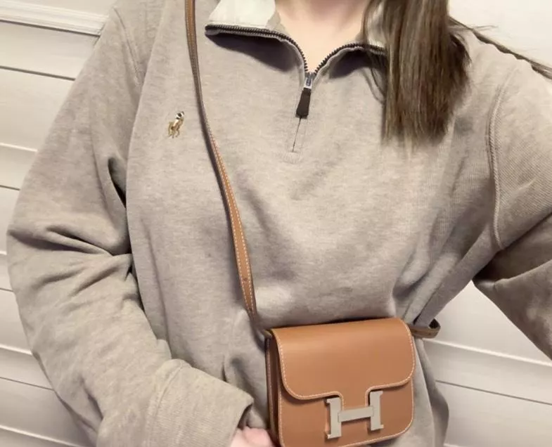 Hermes Constance slim  迷你版康康金棕銀釦