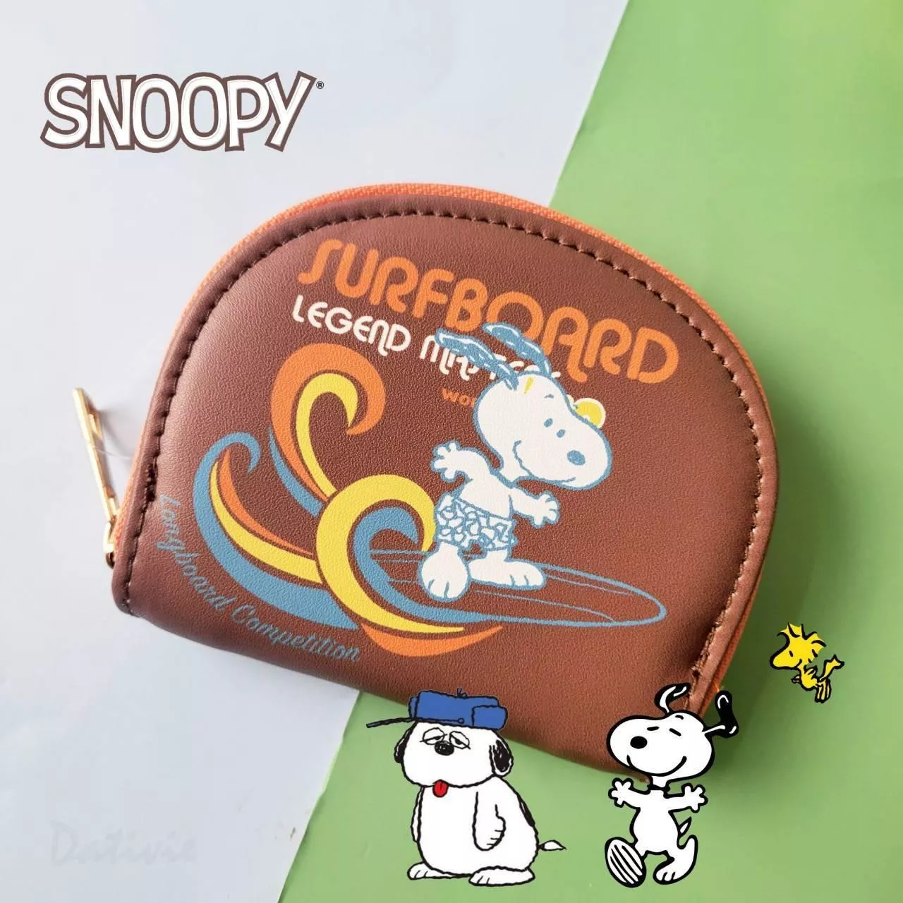 雙面插圖 零錢包-史努比 SNOOPY PEANUTS 正版授權(棕色)