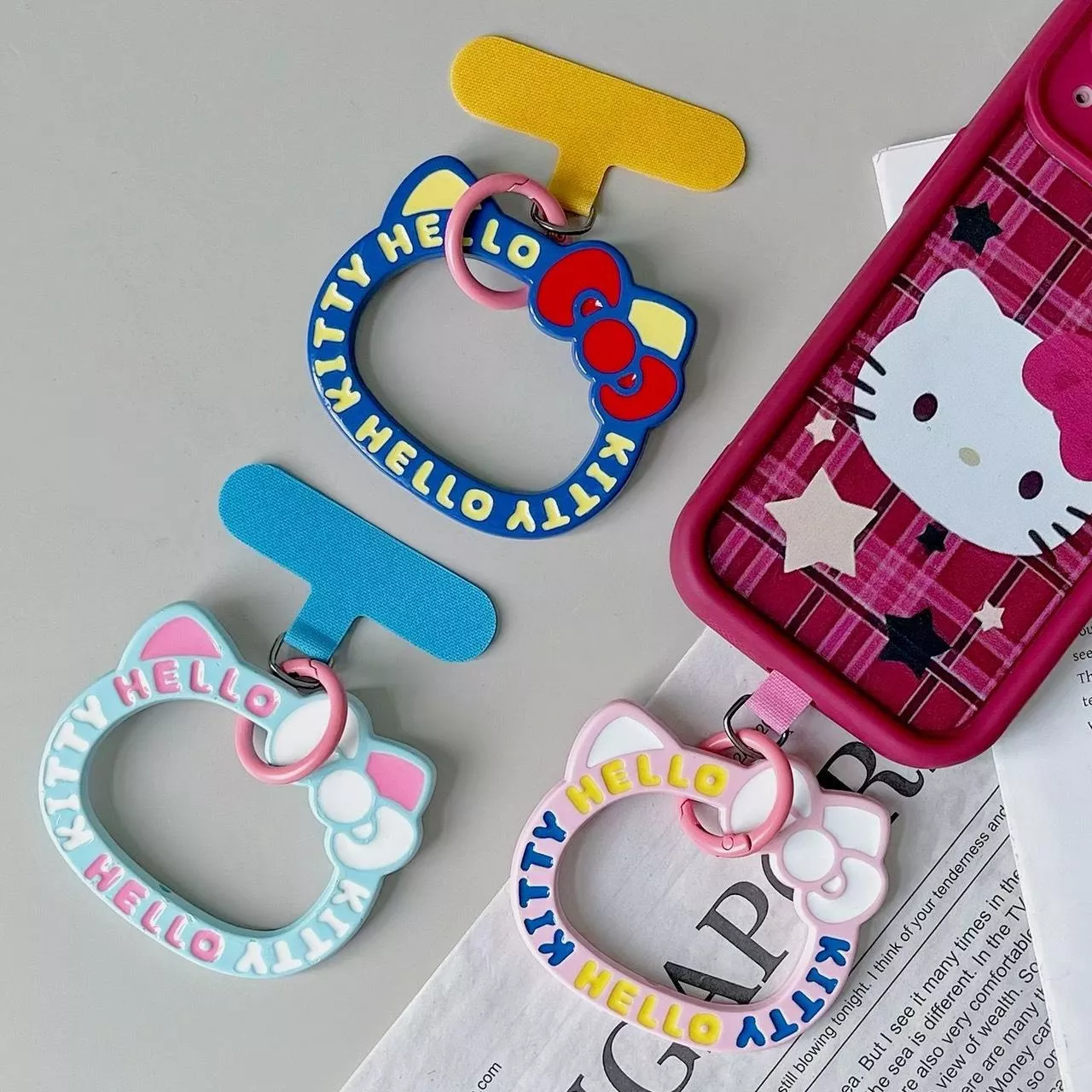 W-凱蒂硅膠手機指環掛件【一組4入】