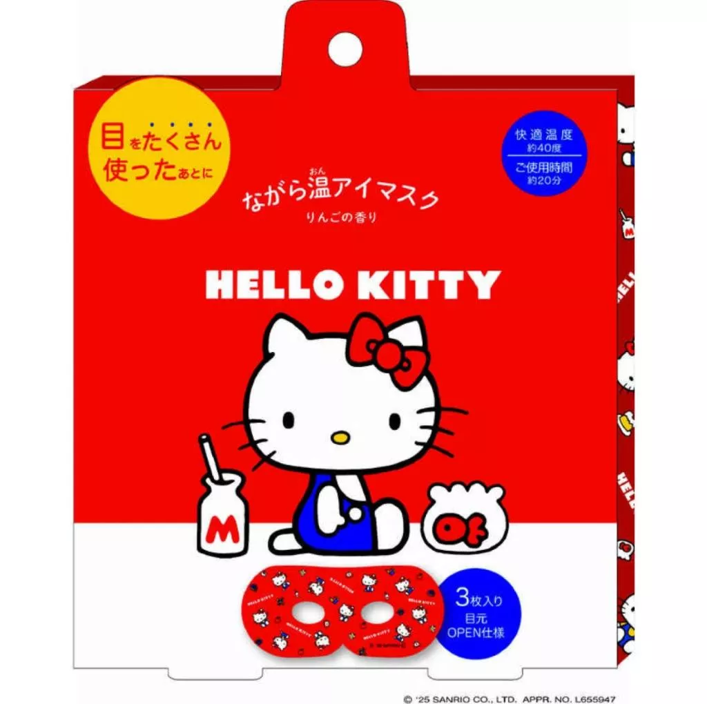 【Sanrio 三麗鷗】Hello Kitty 系列｜ながら温アイマスク｜溫熱蒸氣眼罩（蘋果香/3枚入）