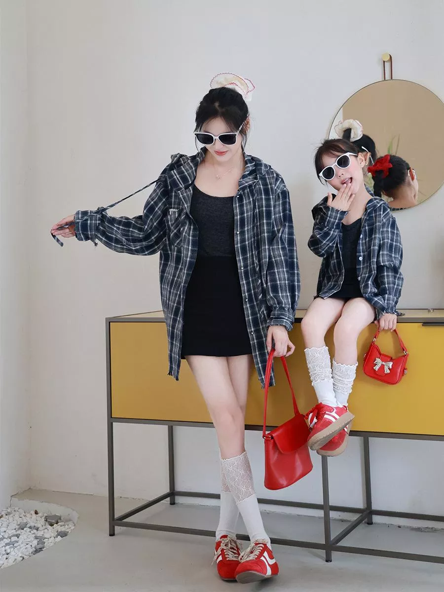 WITHPLAY親子裝率性格紋襯衫-媽媽