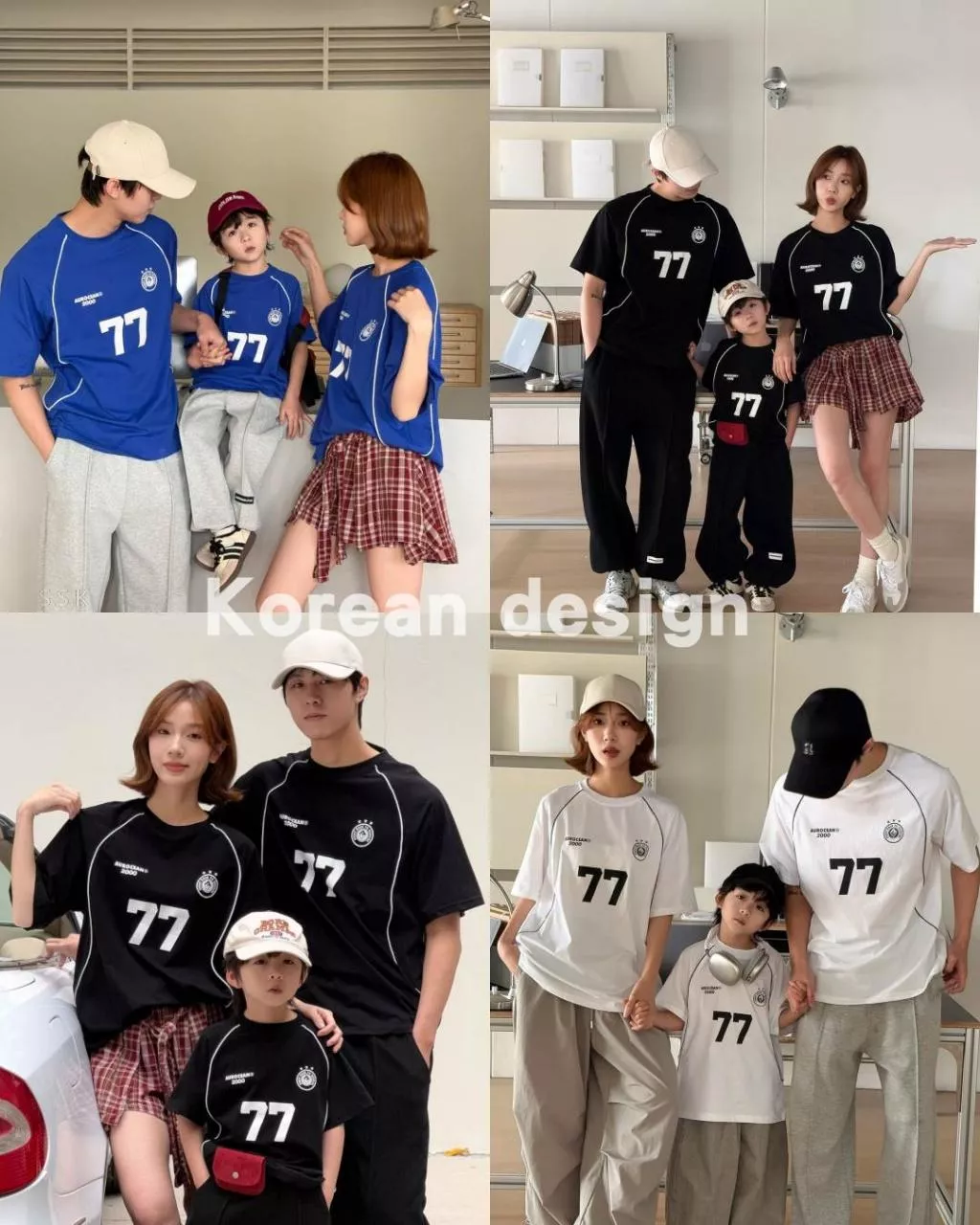 5 出口韓國 兒童親子裝百搭拼色條紋數字短袖T恤 CM13-260415-小孩款