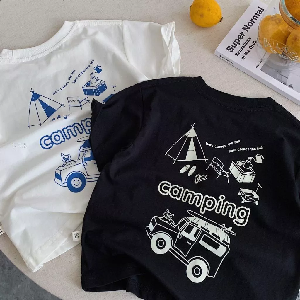 男童百搭露營印花短袖T恤