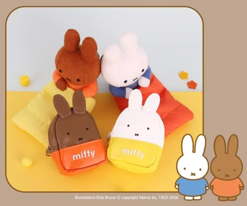 韓貨 正版授權 米菲兔Miffy頸掛繩+耳機包+兔頭造型D扣組